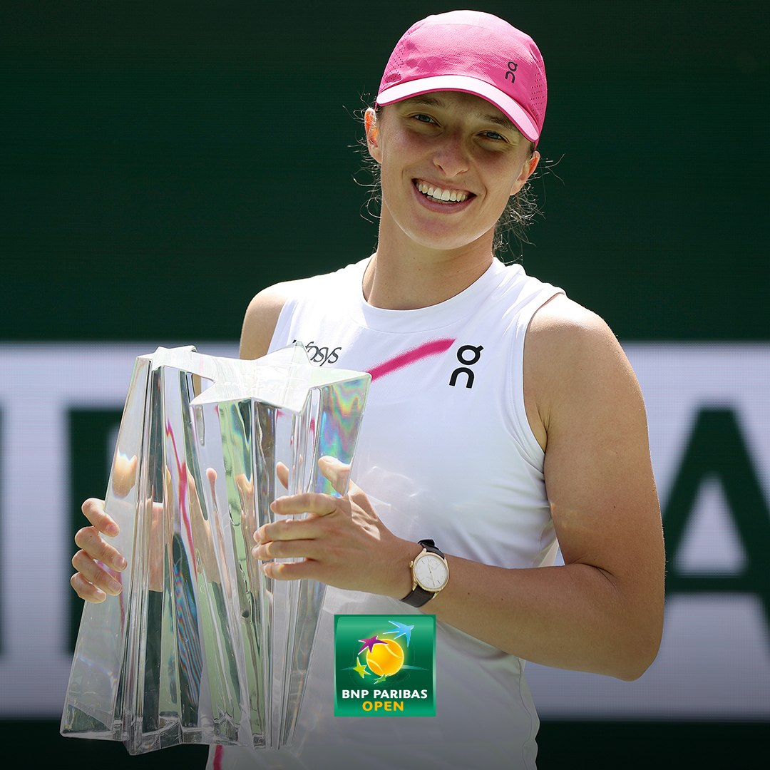 Iga is crowned the champion in Indian Wells. Congratulations @iga_swiatek on winning a 2nd @BNPPARIBASOPEN title, with another commanding performance to take your 19th victory in style. #RolexFamily #TennisParadise #Perpetual