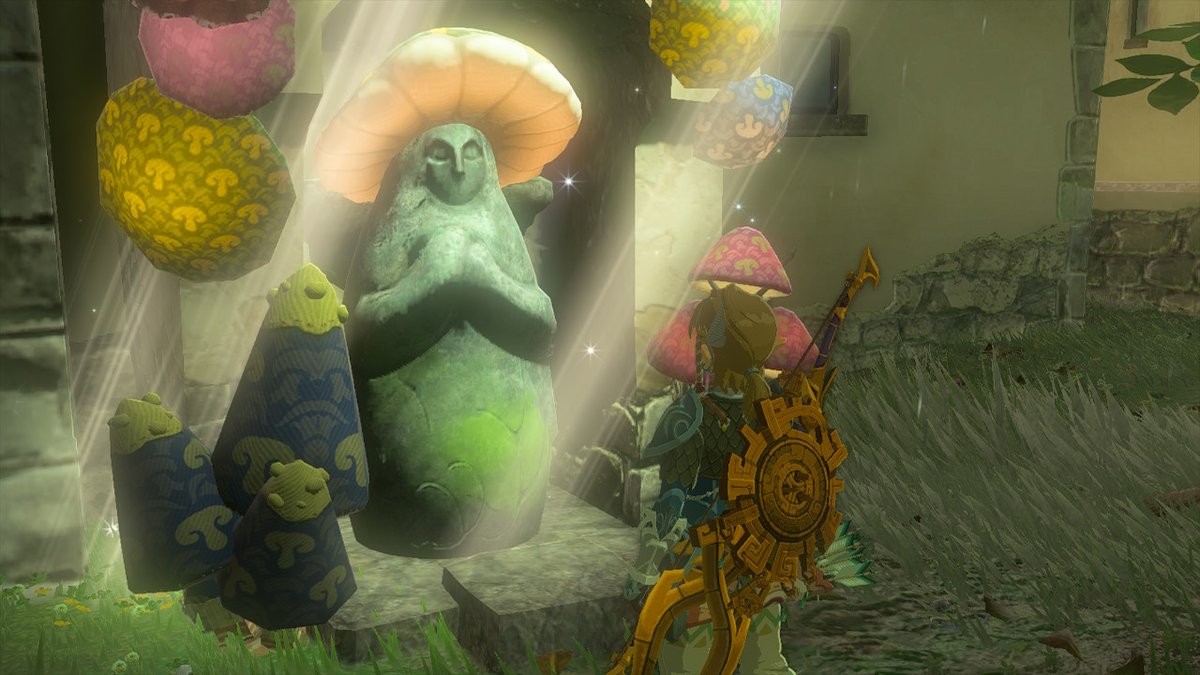 i love how even the goddess statue in hateno village is representing cece's fashion LMAO the mushroom hat