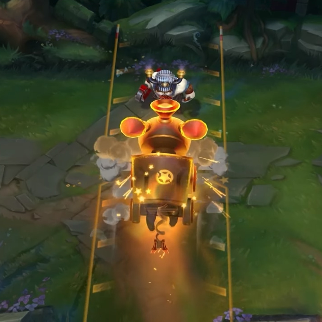 Vista previa de uno de los próximos aspectos para el April Fools' Day 2024 de League of Legends:
• Ornn Conductor de Trenes

#LeagueOfLegends