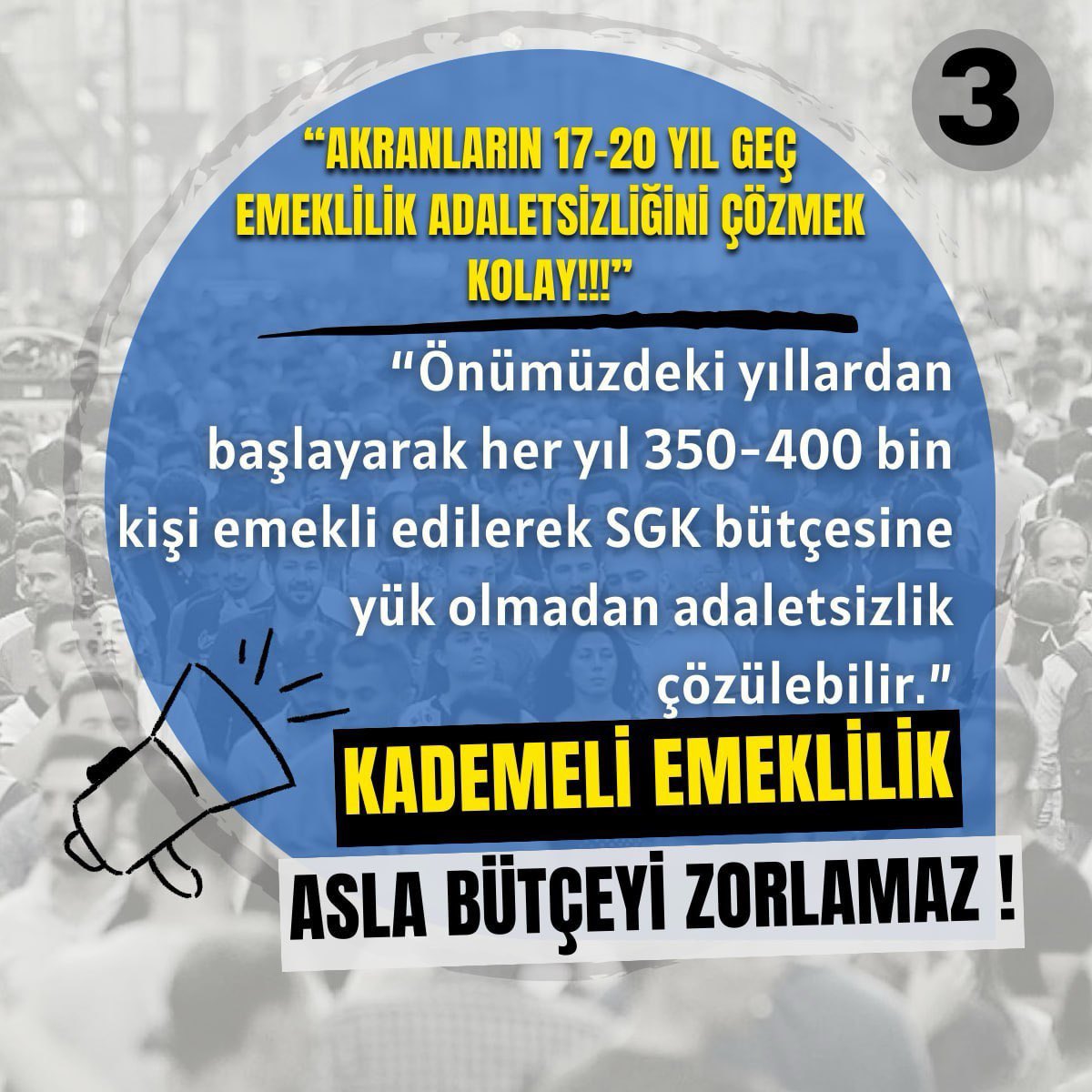 Bize bütçe yokmuş ekonomi kötüymüş hikayesi ile gelmeyin enflasyonun ekonominin sorumlusu bizler değiliz, ülkeyi yönetenlerdir ‼️

Borçlu değiliz alacaklıyız fazlası ile ödedik primlerimizi‼️

Böylesi bir haksızlığı kabul edebilmemiz mümkün değil ‼️

Yaşı benden küçük olan ve