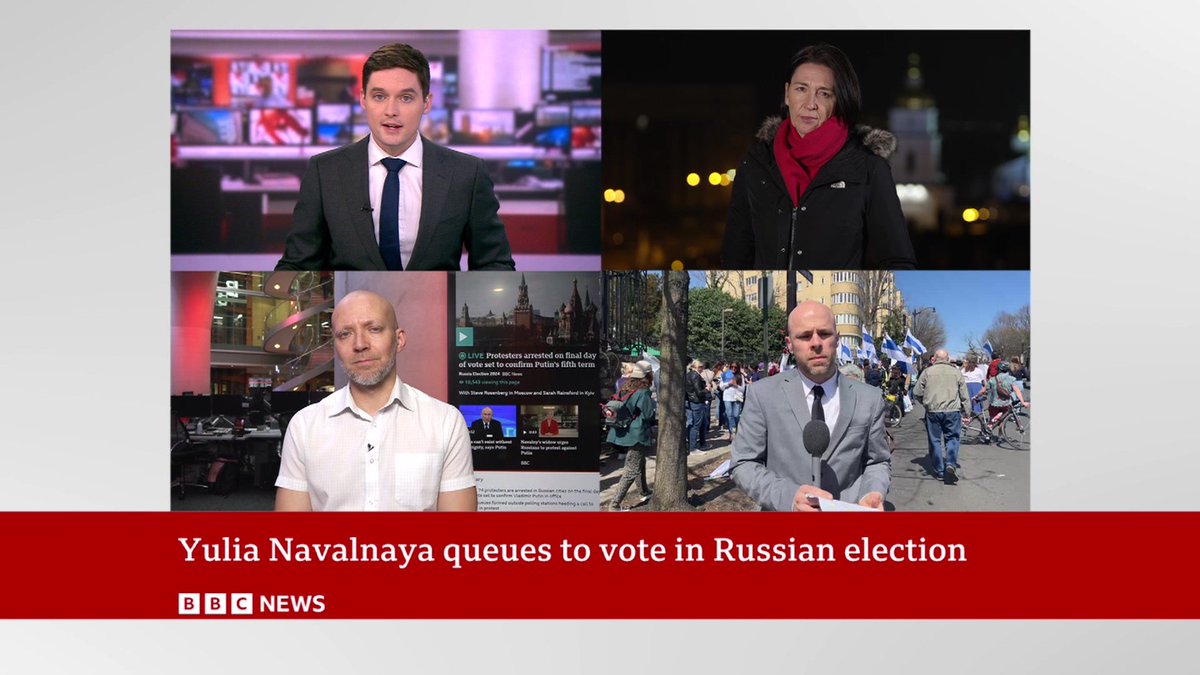 Covering the final moments of the 2024 Russian presidential election with these brilliant colleagues around the world earlier: @VitalyBBC from @BBCMonitoring, @sarahrainsford in Kyiv, and @BBCWillVernon outside the Russian embassy in Washington DC