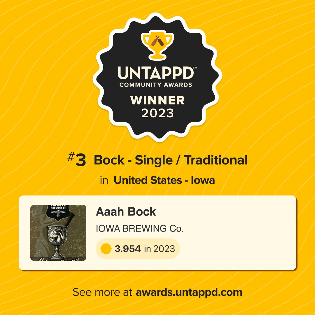 🍀 This SPD we take a moment to express just how lucky we feel to have the beer community and fans that we have here in Iowa! Thanks to your votes we have earned TWO Untappd Community Awards for 2023!
These beers accompany our 2 biggest taproom events, so we hope to see you here!