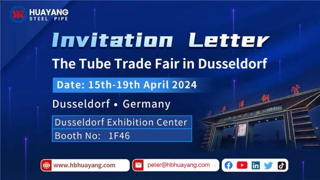 lsawpipes's tweet photo. Tube &amp; Wire Dusseldorf 2014
Date:15th-19th April 2024

Hebei Huayang Steel Pipe Co.,Ltd

Booth No.1F/46

Peter Liu
peter@hbhuayang.com
Whatsapp/Wechat:+86 15230778182 https://t.co/bIY9Mcos3j