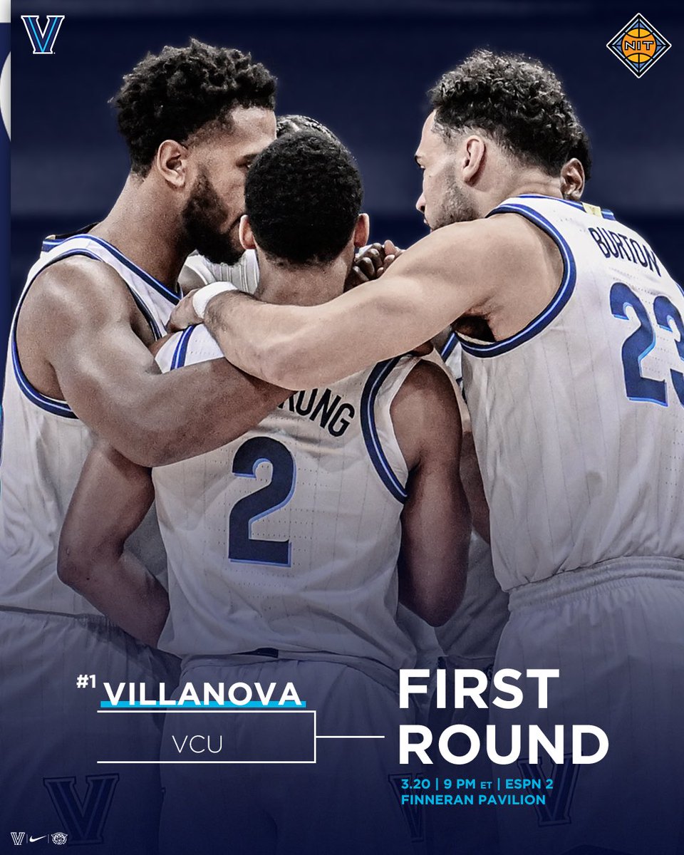 NIT Matchup is set ✌️

First Round 
🆚 VCU 
🗓️ Wednesday, March 20
📍 Finneran Pavilion 
🕘 9:00 PM ET 
📺 ESPN2 

<a href="/NITMBB/">NIT</a> 
#GoNova #NovaNation