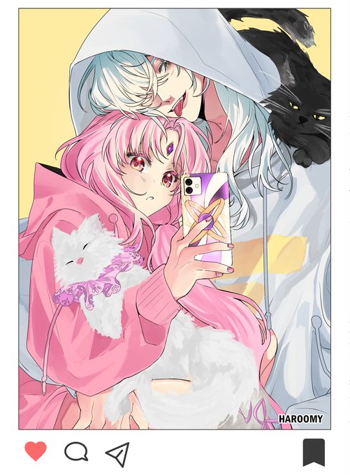 「pink hair selfie」 illustration images(Latest)