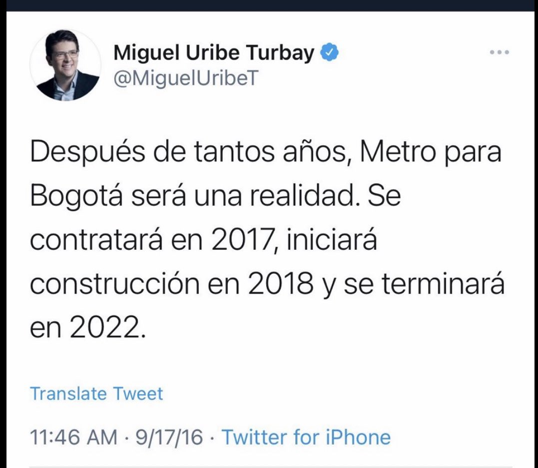 juanda158392211's tweet photo. Han pasado dos años y aún nada de Metro. Olé Uribe Turbay que pasó ahí? https://t.co/lPt2OCGw4N