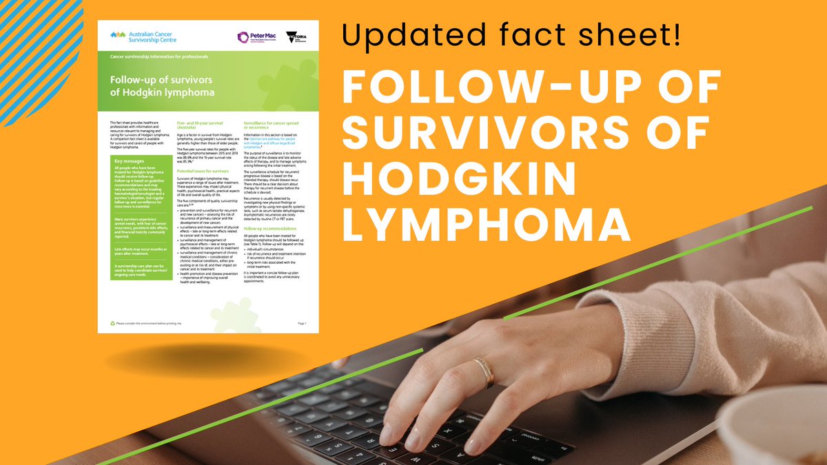 📖Updated fact sheet! ACSC have recently updated the ‘Follow-up of survivors of Hodgkin lymphoma’ fact sheet for health professionals. Access it here 👉 petermac.org/document/5-acs… #cancersurvivorship #cancersurvivors #survonc
