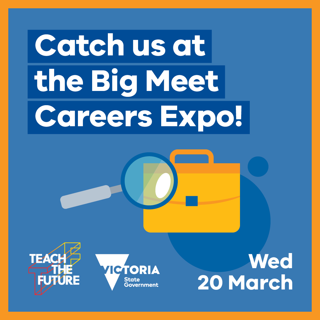 Considering a career in teaching after uni? Pop into our immersive classroom at this year’s Big Meet Careers Expo – a free event. 📅 Wednesday 20 March, 12pm to 3pm 📍Melbourne Convention and Exhibition Centre (stand 88). Register: brnw.ch/21wHXAg #TeachTheFutureVic
