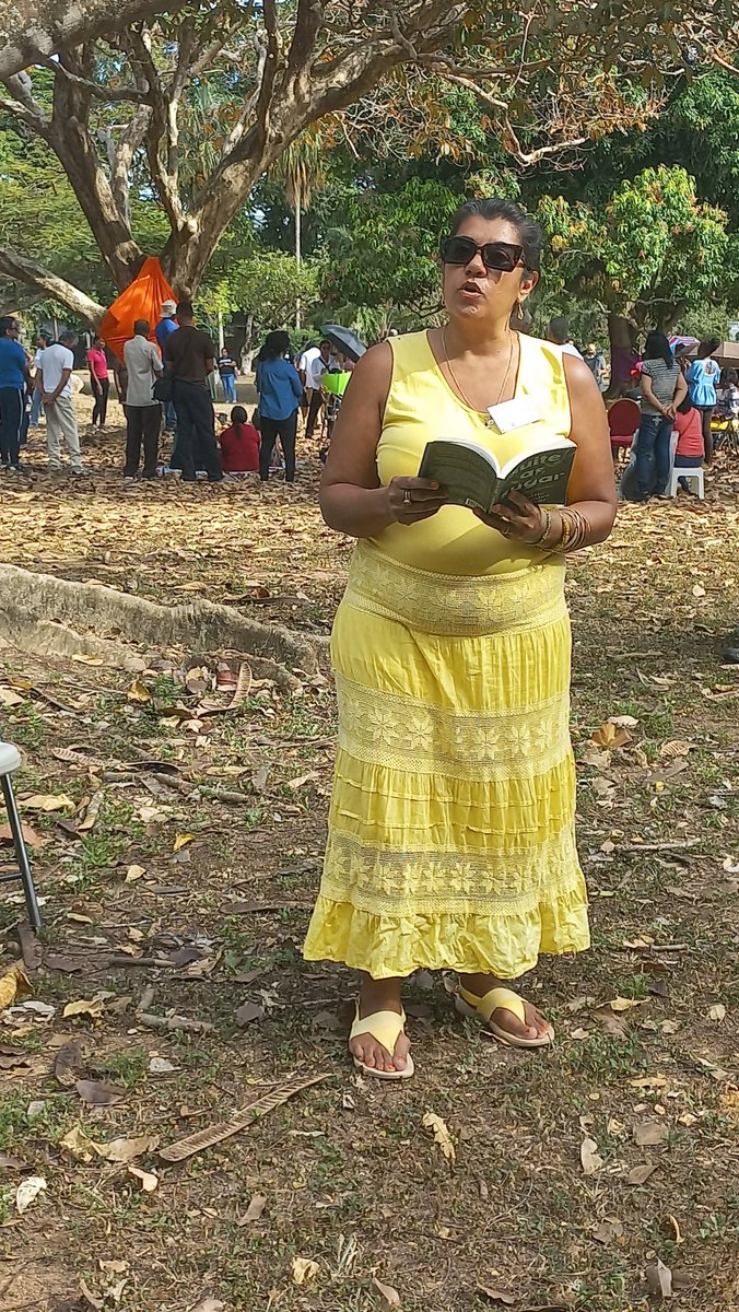 Reading from my book Suite as Sugar at ALTA'S Reading Under the Trees yesterday, Port-of-Spain, Trinidad. #dundurnpress #SuiteAsSugar #ieretodbone #caribbeanauthors