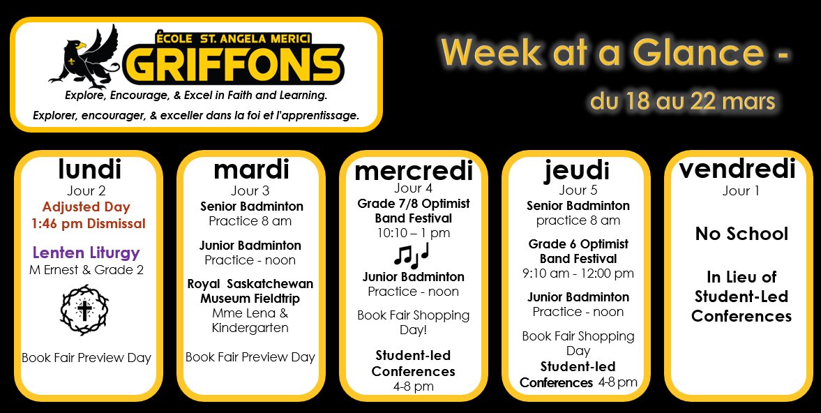 Here’s our Week at a Glance, Griffon family!!
