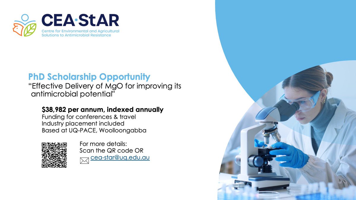 We are looking for a PhD candidate with expertise and/or interest in #formulation #nanomaterials #antimicrobial for our newly minted centre funded by #ARC @mark_blaskovich @IMBatUQ @UQPharmacy @AustralianCRS pls retweet. Apply below 👇