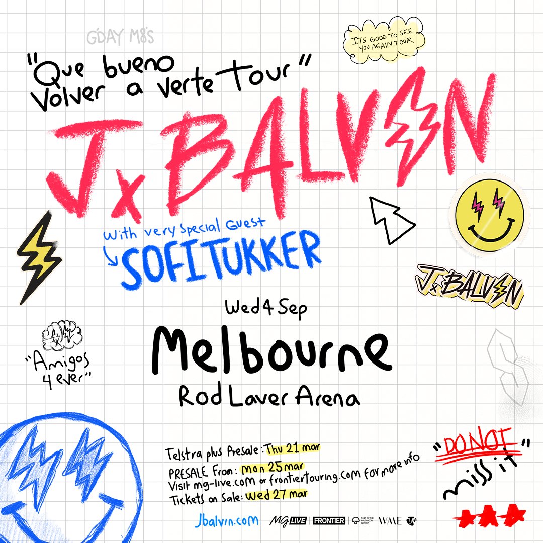 🎶 𝗝𝗨𝗦𝗧 𝗜𝗡 🎶 @JBALVIN will bring his world-renowned live show back to Australia and New Zealand this September. 🎟 Tickets on sale 1pm Wednesday 27 March: bit.ly/RLA-JBALVIN24