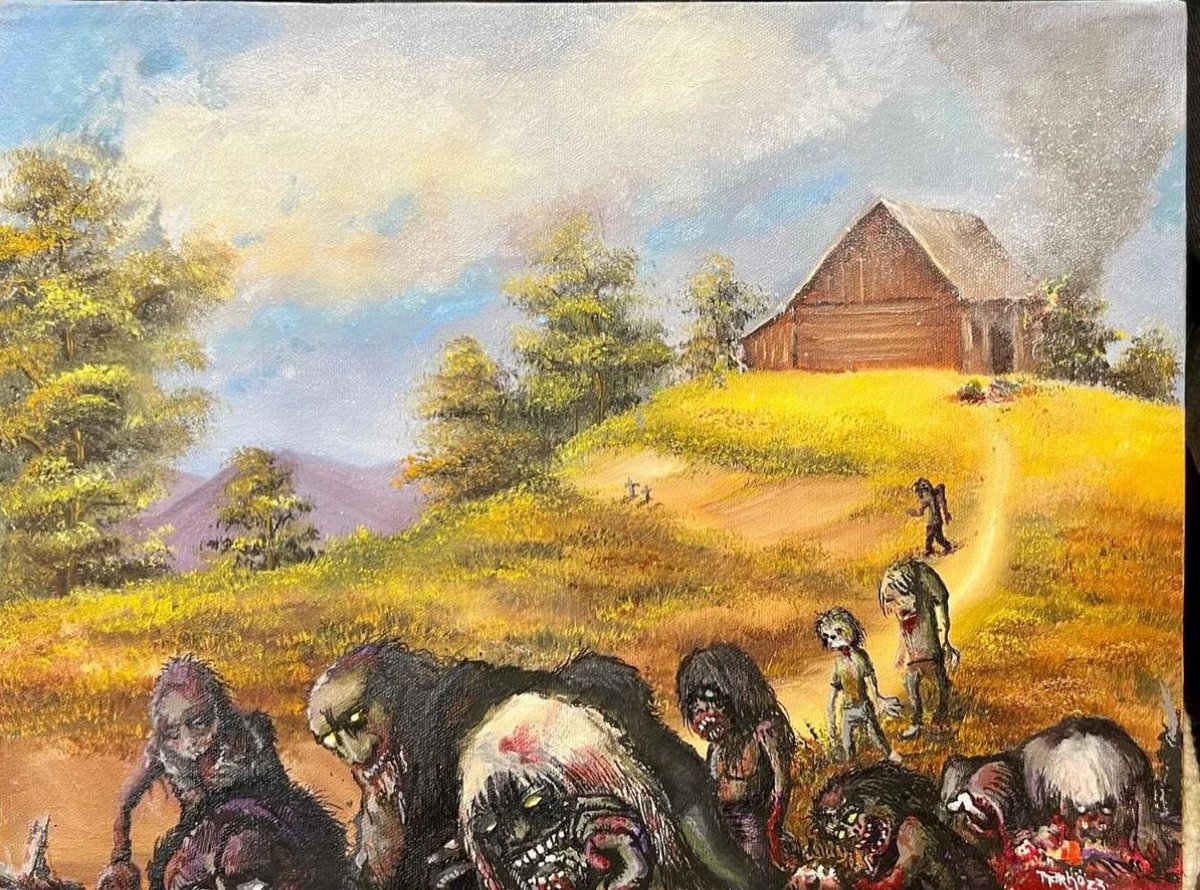 art 

sold #upcycled #upgraded 
#wook66 #zombies #landscape #painting dollypythonvintage