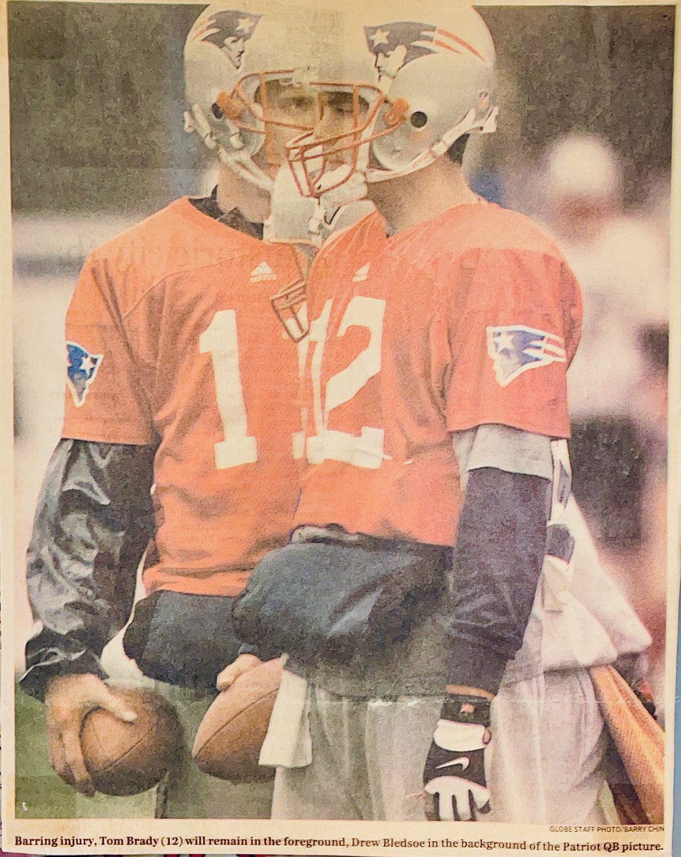 Lisa_Altobelli's tweet photo. Just finished watching #TheDynasty. On St. Pat’s, the same day Brady announced he was leaving the Pats.

I cut this pic out of the Globe when the Brady era began. Fascinating perspective from all the players. Nostalgia overload. #Pats4Eva https://t.co/3RXuBDBan2