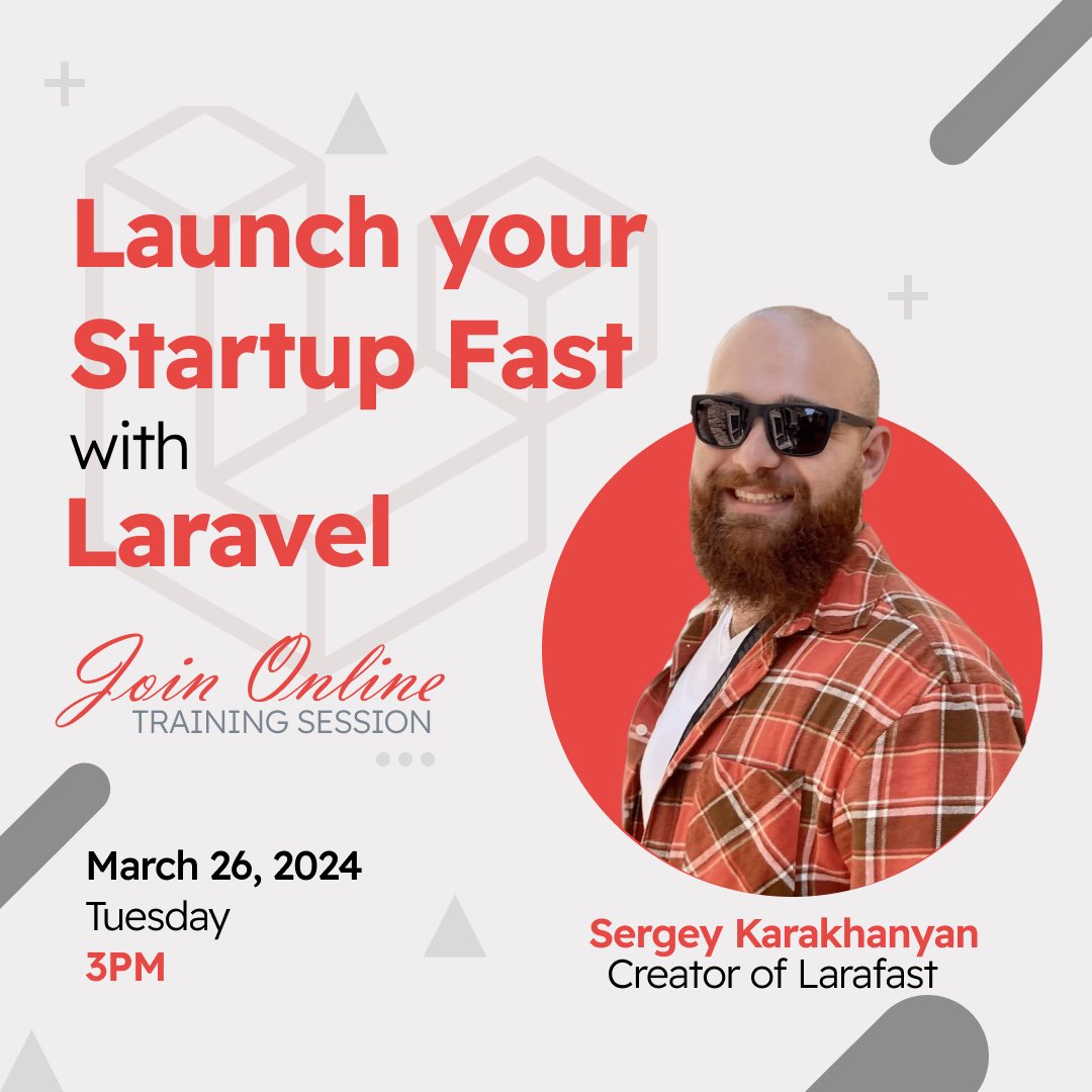 laravellivepk's tweet photo. @karakhanyanS  is set to enhance his engagement with the Laravel community by stepping into the spotlight as a speaker at an upcoming LaraFast online training session. RSVP: https://t.co/QFOJ6ElFCD https://t.co/ol4jeaSwuC