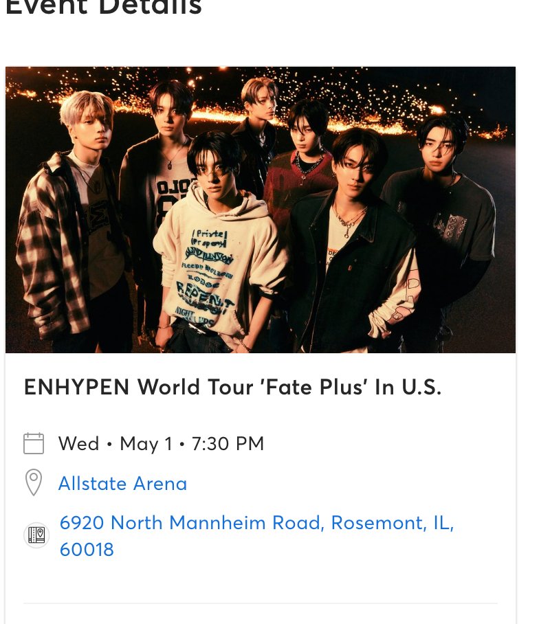 korelindz's tweet photo. selling enhypen fate PLUS tickets to chicago!! Section 113 Row F <3 Please DM #ENHYPEN #FATEPLUS_IN_US @ENHYPEN https://t.co/38enQYyPNu