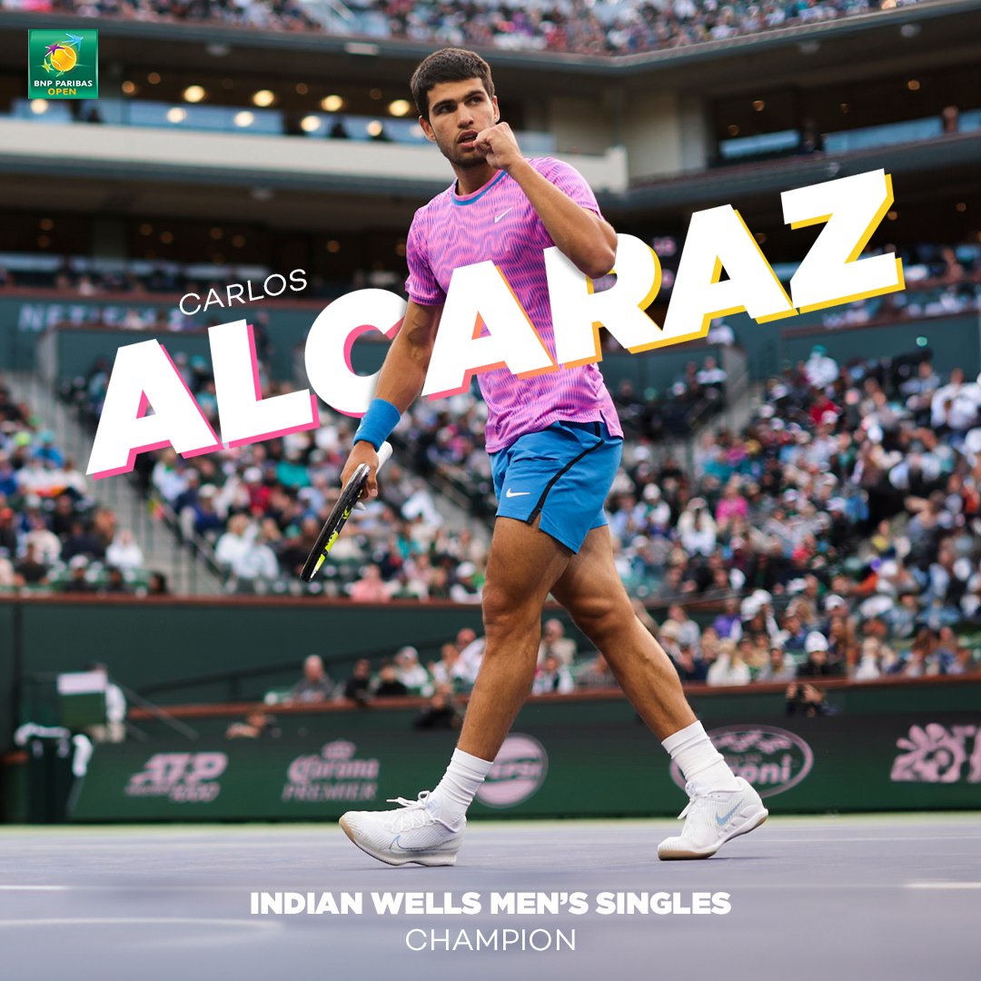 DESERT DOUBLE 🏜🏆 @carlosalcaraz defends his Indian Wells crown! #IndianWells | #TennisParadise