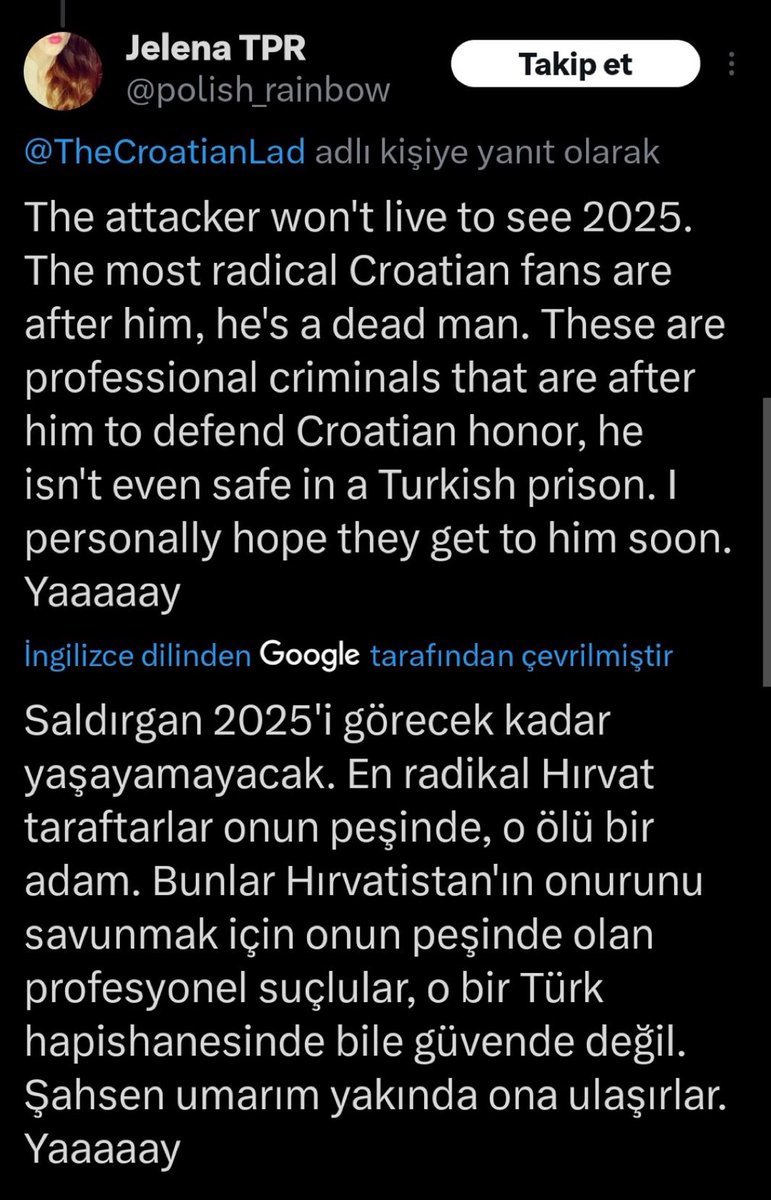 ajans_muhbir's tweet photo. Hırvat mafyası, Livakovic’e saldıran taraftarın artık güvende olmadığını açıkladı. https://t.co/wd5SfTVY4X