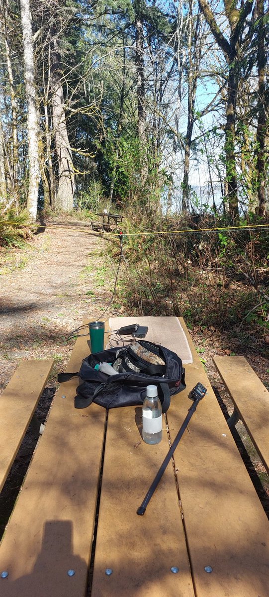 KB8BMY's tweet photo. Sunny 🌞 and 70 degrees. In the woods operating FT-8 on 20 meters. Using an ultra portable setup. https://t.co/IgtuE7vAT7