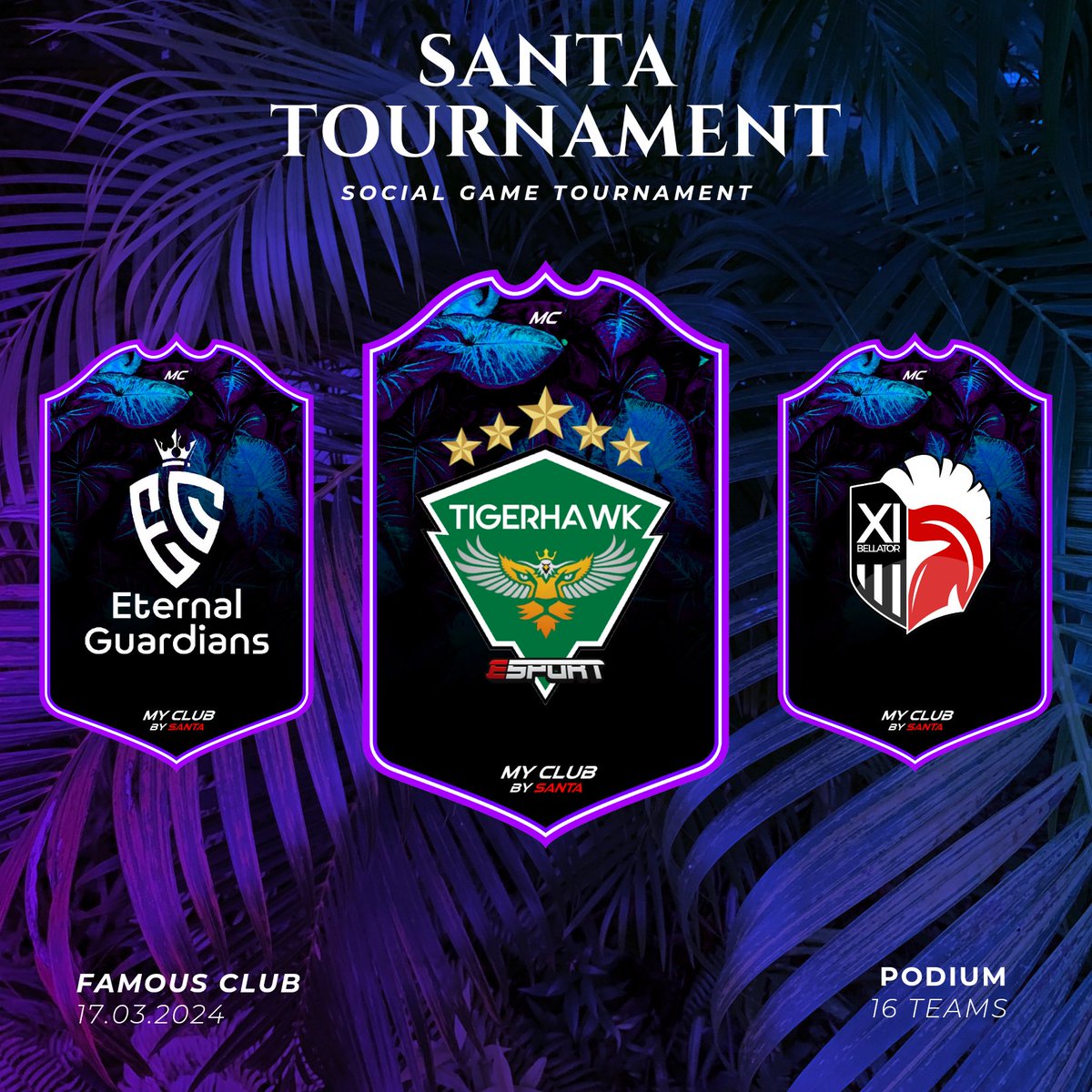 🏆 Santa Tournament 
⚽ Édition 61

🏆 <a href="/TigerhawkEsport/">TIGERHAWK Esport</a>
🥈 <a href="/EG_Esport_/">EG Esport</a>
🥉 @XIBellator

Merci à tous nos participants c'était sublime grâce à vous. 

<a href="/SantaTournament/">𝑺𝑨𝑵𝑻𝑨 𝑻𝑶𝑼𝑹𝑵𝑨𝑴𝑬𝑵𝑻</a> by <a href="/santa_liga/">SANTA LIGA</a>