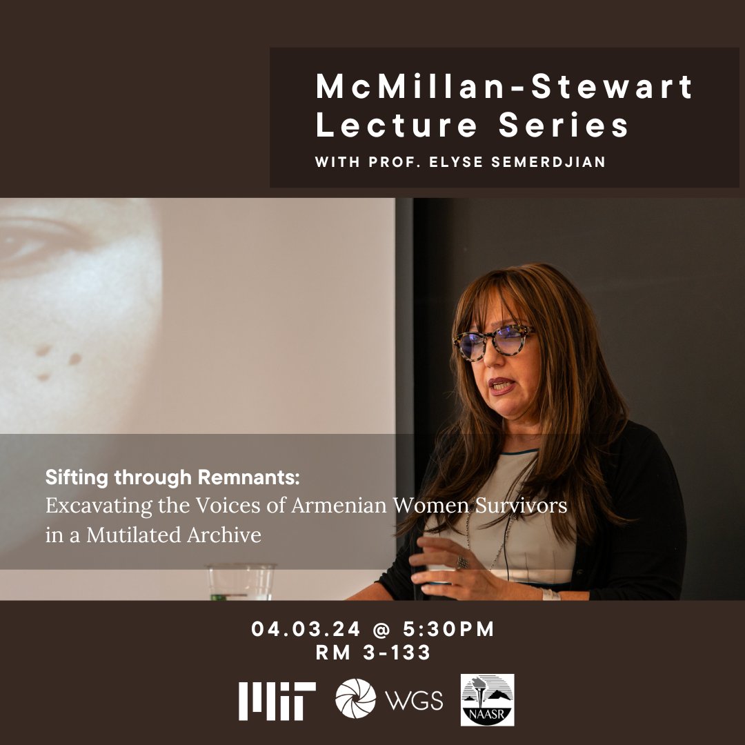 Please join us on April 3rd, 2024 to learn about Prof. Elyse Semerdjian’s work in gathering individual memories and archival fragments of women survivors. Event is open to the public. 🗓️ 04.03.24 @ 5:30 pm 📍 Building 3, rm 133 wgs.mit.edu/events-all/202… #MITEvents #MITStudents