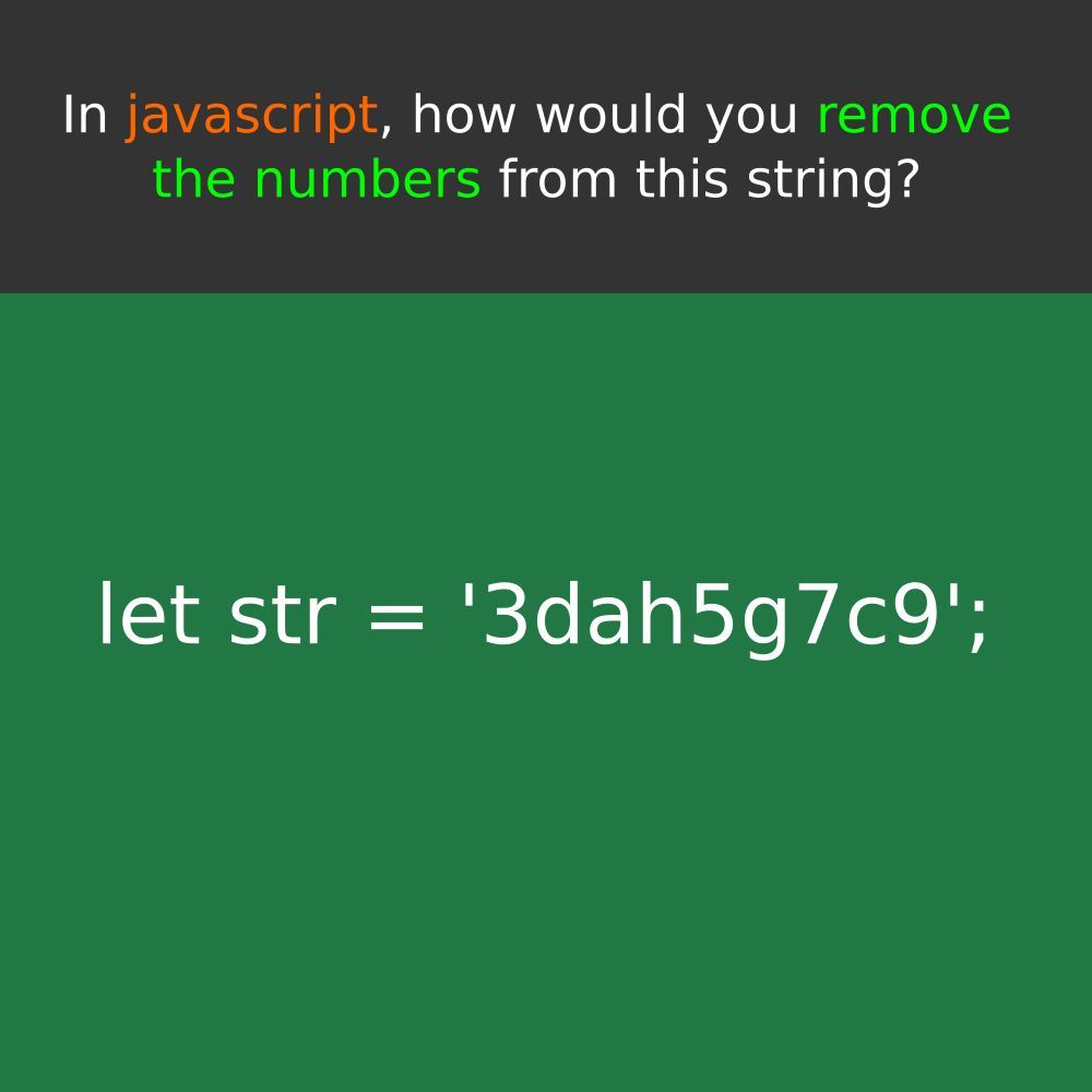 WeArePirple's tweet photo. In javascript, how would you remove the numbers from this string?

#javascript #js #es9 #es8 #es7 #es6 #es5 #ecmascript #angular #reactjs #vuejs #coding #softwaredevelopment #code #learnToCode #programming #html5 #codingtutorial #python #java #node #github #javascriptengineer https://t.co/IphSHxqrbl