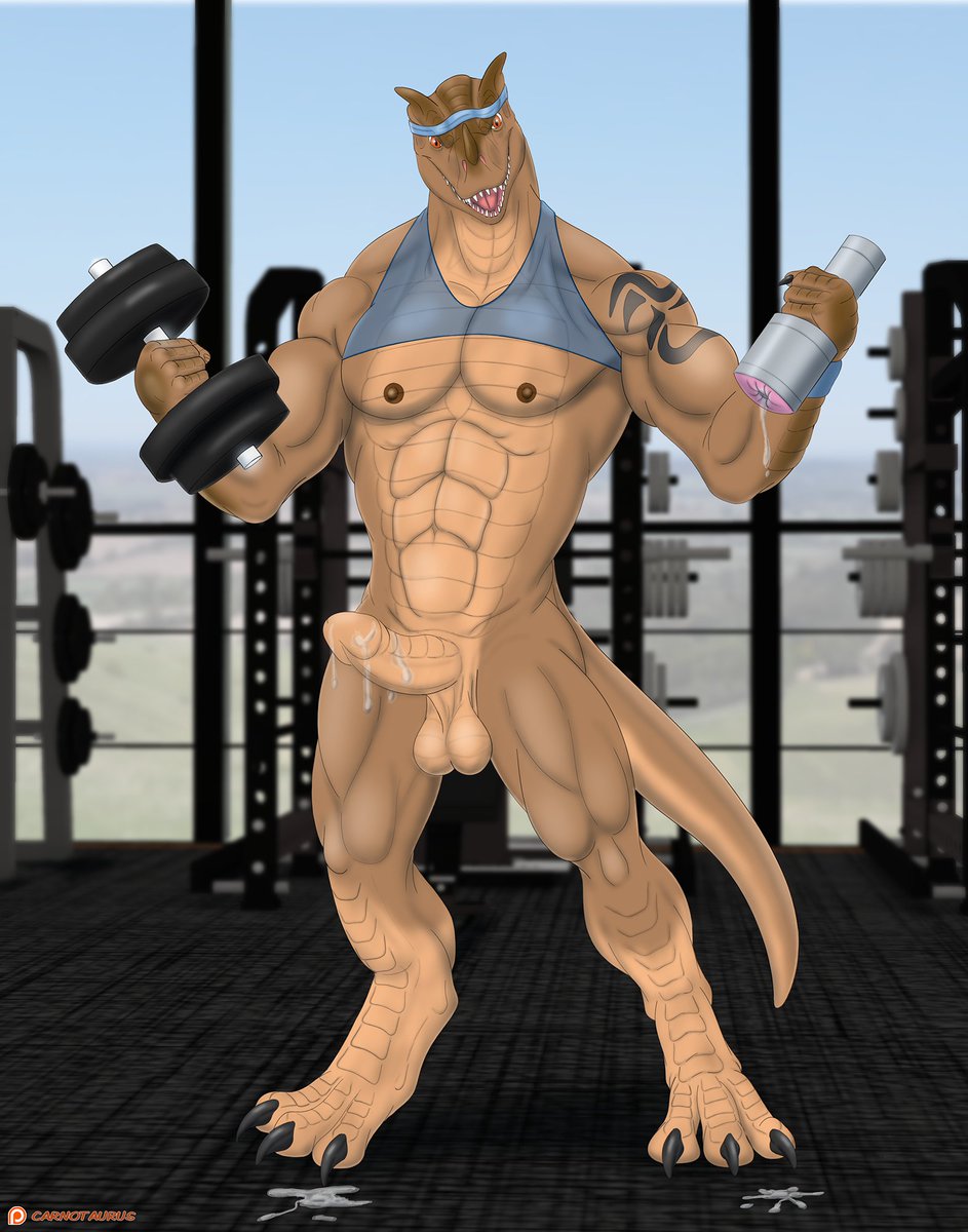 A well-endowed Ceratosaurus. It was originally an abandoned  doodle that I decided to finish.
 
And it's another example of my attraction for cropped "shirts" that are  ineffectual at covering anything (just like the loincloths I tend to  draw).

#furryfandom