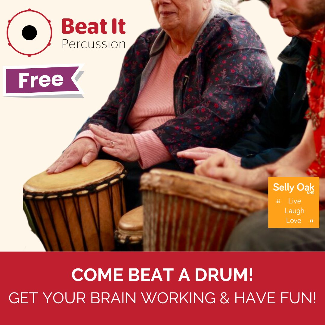 6 DAYS TO GO until Saturday's #CraftingConnections24 event <a href="/stirchleybaths/">Stirchley Baths</a>  Baths Join Beat it Percussion for a taster drumming experience that will have you feeling energized (from 12.15pm) Priority booking for age 50+ BOOK bit.ly/crafting-conne… 🪘Event funded by #sellyoaknns
