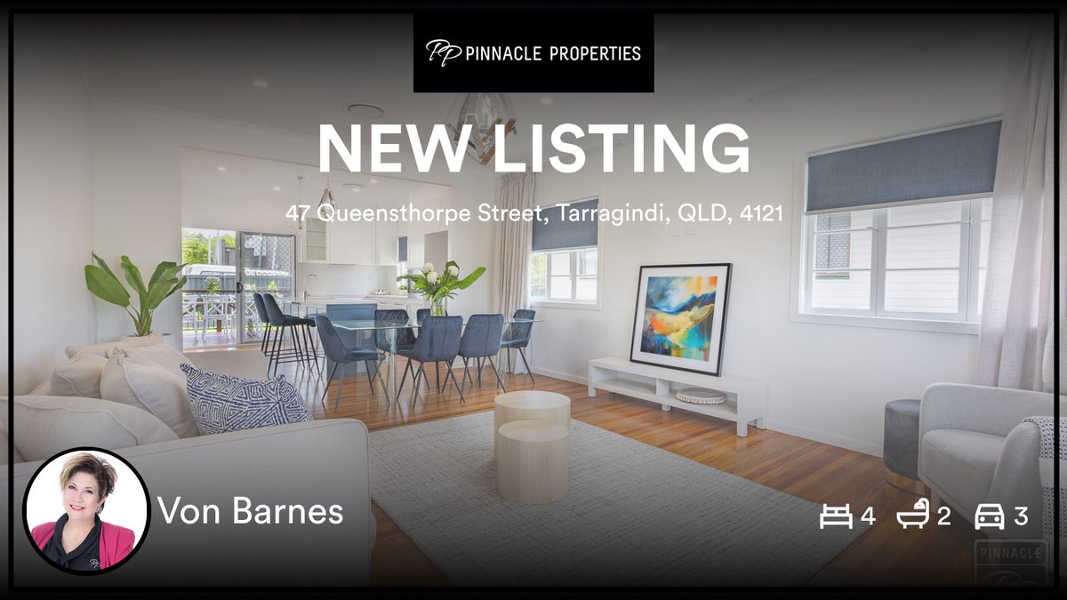 🛌 4 🛀 2 🚘 3 📍 47 Queensthorpe Street, Tarragindi, QLD, 4121 My latest listing on RateMyAgent. rma.reviews/YGmNKEVRAEZU ... #ratemyagent #realestate #Pinnacle_Properties_QLD