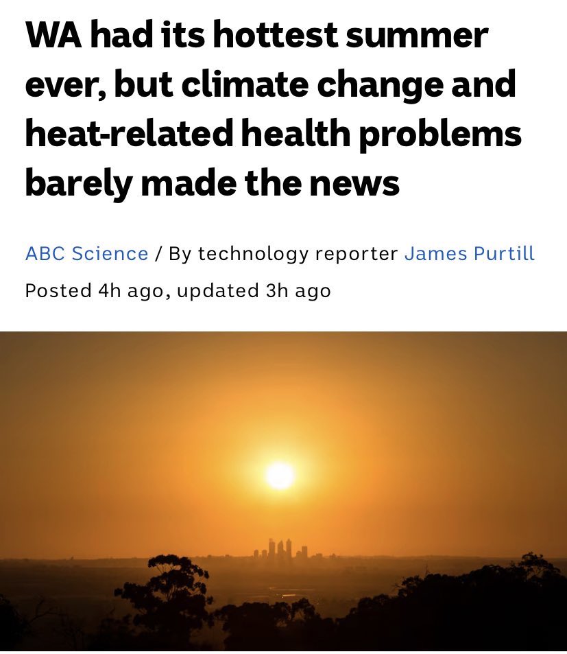 It was eerie this summer in Western Australia. The hottest on record, with awful heat, yet media barely mentioned climate change. This new data confirms it - the climate link was chronically under-reported. Let’s name it: the fossil-fueled climate crisis. Then let’s fix it.