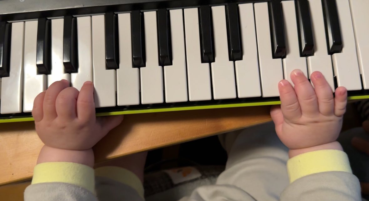 AIKOTLKY's tweet photo. まだお座りすらできないから早いと思いつつ…これ欲しいな🎹

とりあえずこの前家にある小さいカシオの鍵盤さわらせてみたら間違えて私が音量最大にしちゃってビックリして
👶🏻「ビェーーー」
ってギャン泣きしちゃった😂 https://t.co/2a9yxY0e7j
