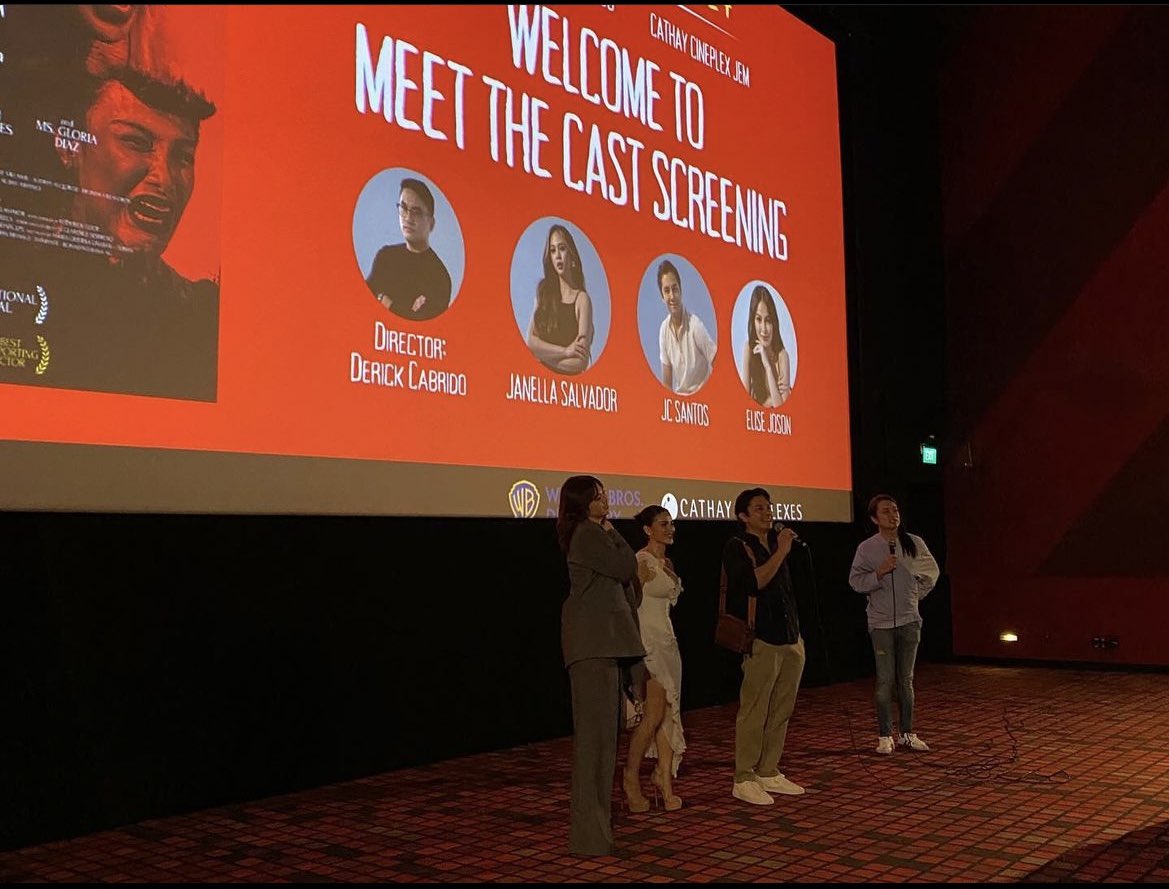 elabirb's tweet photo. Janella Salvador with JC Santos and Elisse Joson at the meet &amp; greet and screening of #MallariTheMovie in Singapore

#JanellaSalvador | @superjanella https://t.co/vVQ6l5lyBu