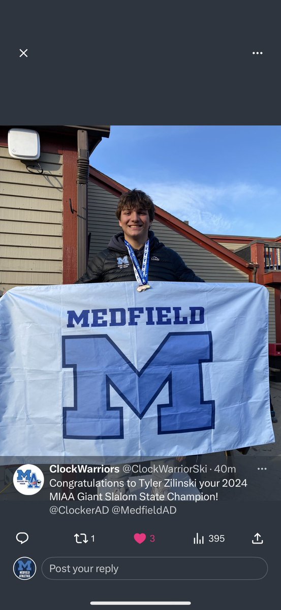 MedfieldAD's tweet photo. What a winter season for @MedfieldHS!

6 State Champions!

Girls 🏀 - D2 🏆
Tyler Z - Giant slalom 🏆
Quinn B - 100 Backstroke 🏆
Quinn B - 200 IM 🏆
David S - 100 Fly 🏆
Nora H - 100 Breaststroke 🏆

@coachmace @MIAA033 @Med_SwimDive @mnick40 @GlobeSchools @BostonHeraldHS https://t.co/h4Ra5LlcR8