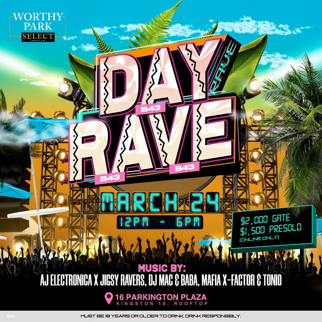 devantew11's tweet photo. DAY RAVE is here to redefine your daytime party experience and an unforgettable atmosphere. 
March 24th, save the date! 📆 
Don't miss out grab your presale tickets. 
85 % Gyal Chune 
5 % Soca 
5 % a Dunceness 
5 % Pop 
Zj Romzi Birthday Celebration https://t.co/T4ufa26MKk