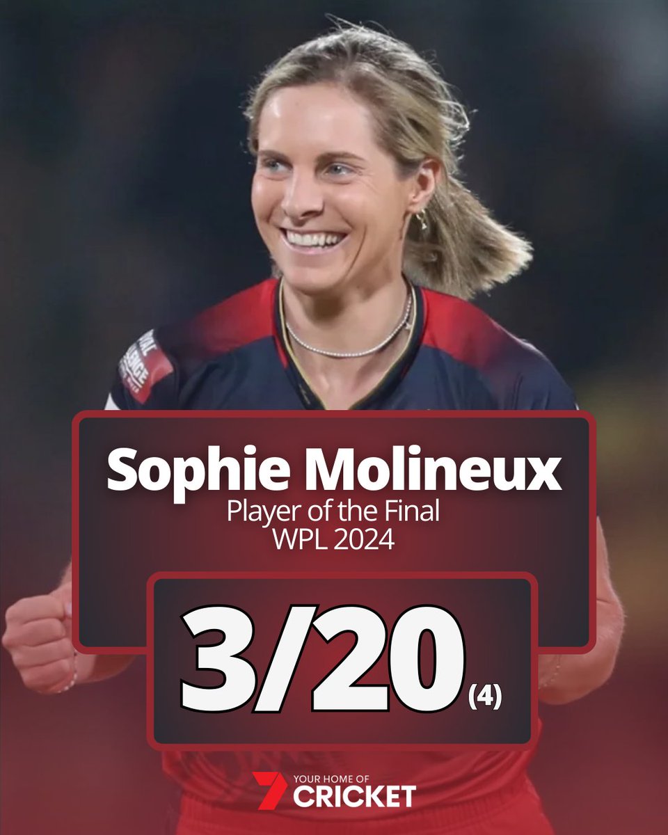 🔥 Three wickets in an over 🔥 Player of the Final Sophie Molineux was instrumental in RCB's #WPL2024 win 💪