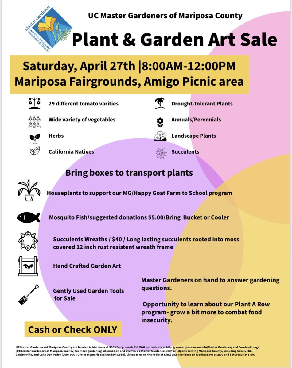 Happy Goat is partnering with the Mariposa County Master Gardeners and helping with the spring plant sale to raise funds for our Farm to School program.