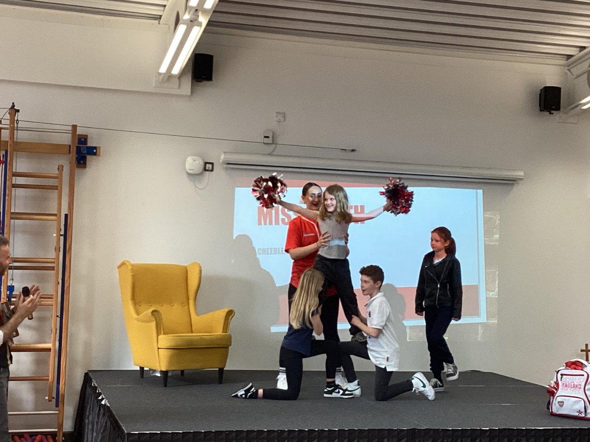 ce_park's tweet photo. We raised £281 on #RedNoseDay We held a Talent Show, acts from each class took part. We'd adults show us their special skills including Jemma Davies from the England Cheerleading Squad! Thanks for being part of our day and teaching us some cheers Jemma! @comicreliefsch https://t.co/8gTGMHMgm7