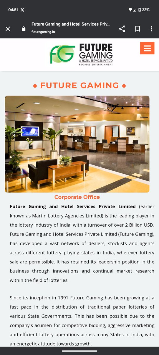 kunamoto's tweet photo. Hahahahahahaha. The "Corporate Office" of Future Gaming and Hotel Services is actually a sample image of an office from India Mart, by a Tamil Nadu Company called "Smart Interiors".
Hahahaha, oh God the Scams.
#ElectoralBondScam #ElectoralBondsCase #ElectoralBond #FutureGaming https://t.co/2gdbluWmTg