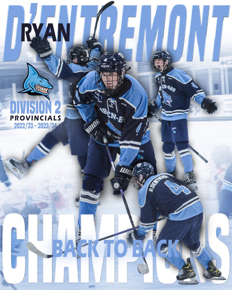 Ryan D’Entrement 2023/24 PEB Sharks 
SSNS Divison 2 Boys Hockey Provincial Champions. 2nd of multiple graphics from the championship game held at the Yarmouth Mariners Center.

I want to thank Ryan’s family for reaching out and trusting me to create this memory!
📸 <a href="/lfb87designs/">LFB87Designs</a>