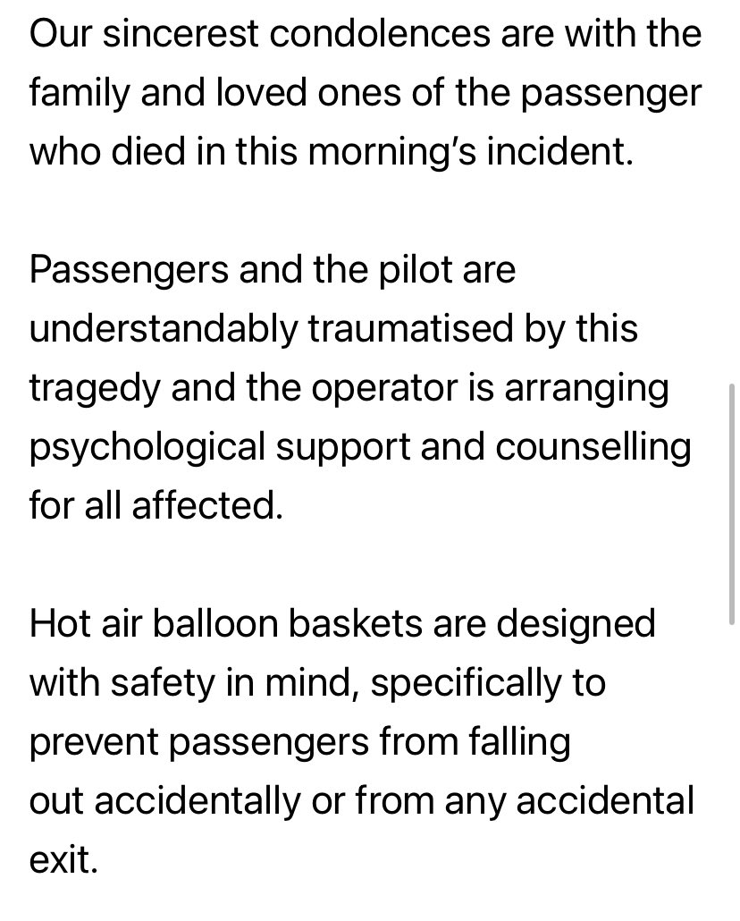 Balloon industry issues statement on the death of a man from a hot air balloon over Preston this morning. It says it won’t comment further because investigations are continuing. Anyone who needs help can call Lifeline on 13 11 14.