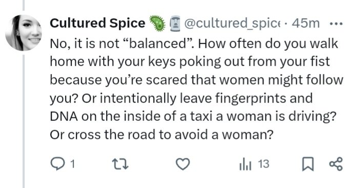 If you're going to reply to me and ask a question, at least have the courtesy to actually allow me to reply and not just block me, despite no abuse from my part to warrant the block. Oh well, I've returned the favour. ✋️🚫 #EverydaySexism #Misandry