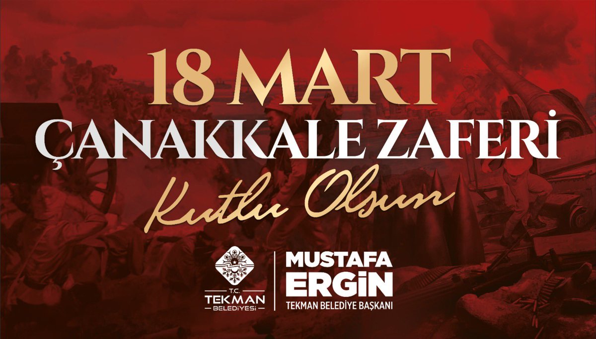 Tekman’ınımızın Düşman İşgalinden Kurtuluş Yıl Dönümünü ve Çanakkale Zaferinin Yıl Dönümünü Kutluyor,Bu Toprakları Bize Mukaddes Kılan Uğrunda Canlarını Hiçe Sayan,Aziz Şehitlerimizi Rahmet ve 
Minnetle Anıyoruz.
#ÇanakkaleZaferi
#TekmanKurtuluşYılDönümü