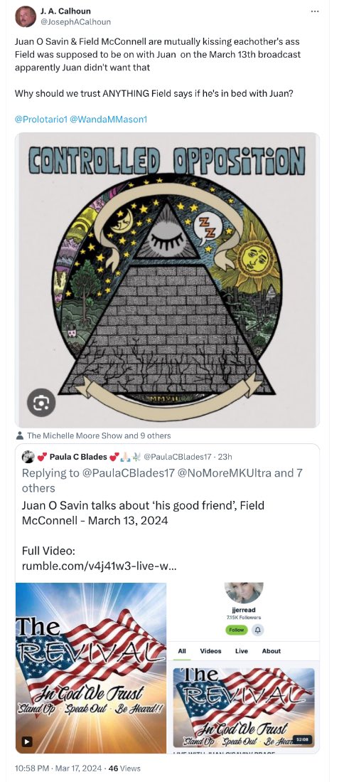 PaulaCBlades17's tweet photo. Some people think they understand the nature of this friendship… They don’t.   Field McConnell doesn’t give a “flying fuck”about what any of you think & either do I! #FACT  

You couldn’t taint #FieldMcConnell’s  historical whistleblowing, even if you & your clown show collectively try!!!  

But please do carry on with your “What-A-Mess!”, it really is quite amusing!  🤣
#HonkHonk🤡

https://t.co/Ch7Dcygyqd