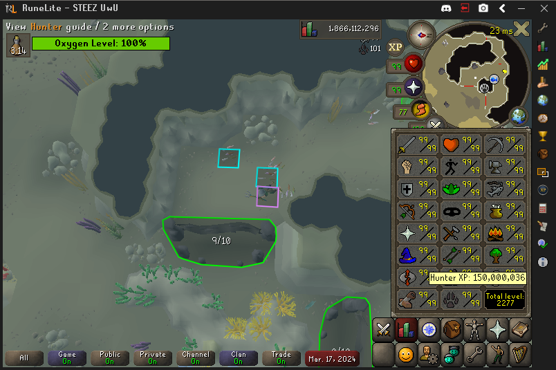 OsrsSteez's tweet photo. 150m Hunter https://t.co/J6fyKRI4ud