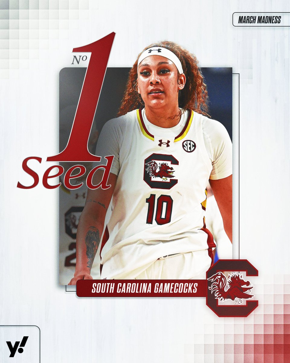 YahooSports's tweet photo. .@GamecockWBB is the No. 1 overall seed in the Women's NCAA Tournament 🙌 https://t.co/9sUIuWsPEi
