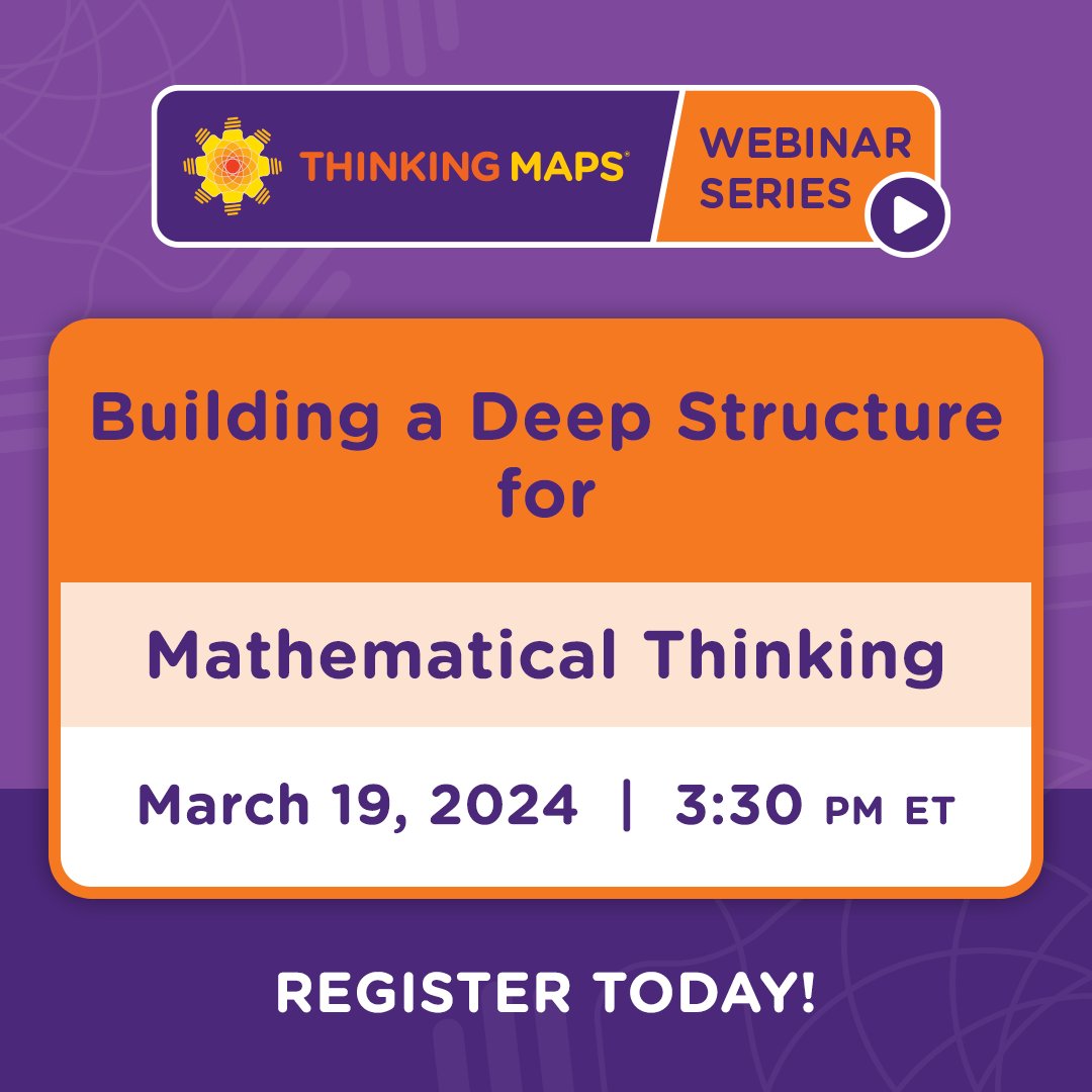 There’s still time to join tomorrow’s 15-minute webinar! Learn how Thinking Maps supports the development of “deep cognitive structures” for mathematical thinking. Sign up here: ow.ly/gU1i50QReZT #Education #Math