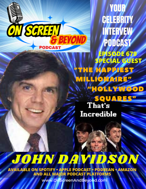OnScreenNBeyond's tweet photo. On Screen &amp; Beyond podcast guest is the multitalented John Davidson.  John talks Hollywood Squares That's Incredible, currently performed &amp; more!  Listen at this link https://t.co/txQZqNVJNp or on Spotify &amp; all major podcast apps #60s #70s  #80s #celebrityinterviews #disneymovies https://t.co/tesyob7uKx