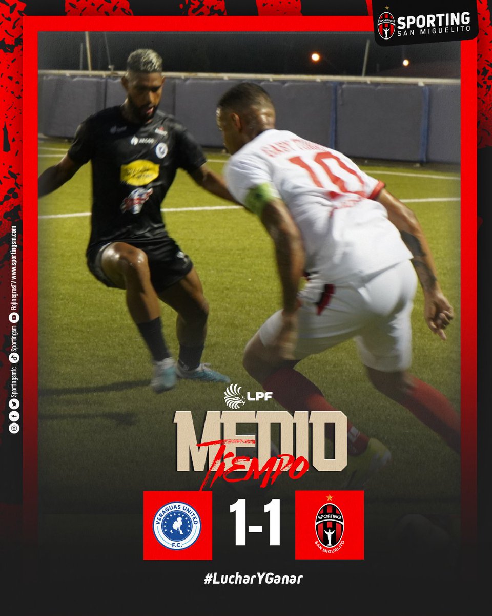 sportingsmfc's tweet photo. ¡MEDIOTIEMPO! ⏱️
Finaliza el primer tiempo en Atalaya con empate frente al Veraguas United. 🔴⚫
Gabriel Torres marcó para los rojinegros. ⚽
#LucharYGanar
#ElEquipoDelDistrito https://t.co/KP6CVkIrHr