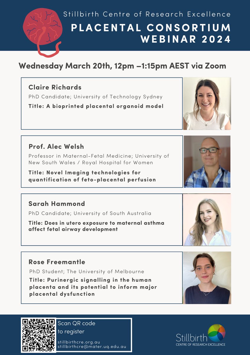 Want to learn more about research being done on placentas? Join us this Wednesday the 20th of March for our next Placental Consortium Webinar! Click the link below to register👇eventbrite.com/e/placental-co…