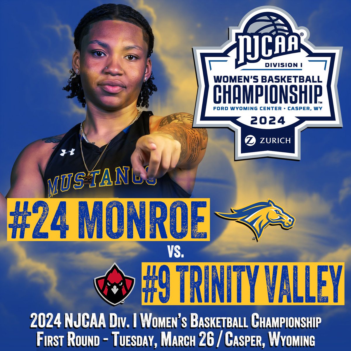 WE'RE IN!

Who doesn't love a good underdog story? <a href="/WbbMonroe/">Monroe Mustangs Women’s Basketball</a> earns the #24 seed in the 2024 <a href="/NJCAABasketball/">NJCAA Basketball</a> Div. I Championship, and will take on #9 Trinity Valley in the First Round on March 26 in Casper, Wyoming!

#GoHereGrowHere